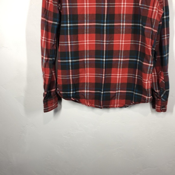 44mm orange and blue plaid snap button flannel size medium - Picture 9 of 10